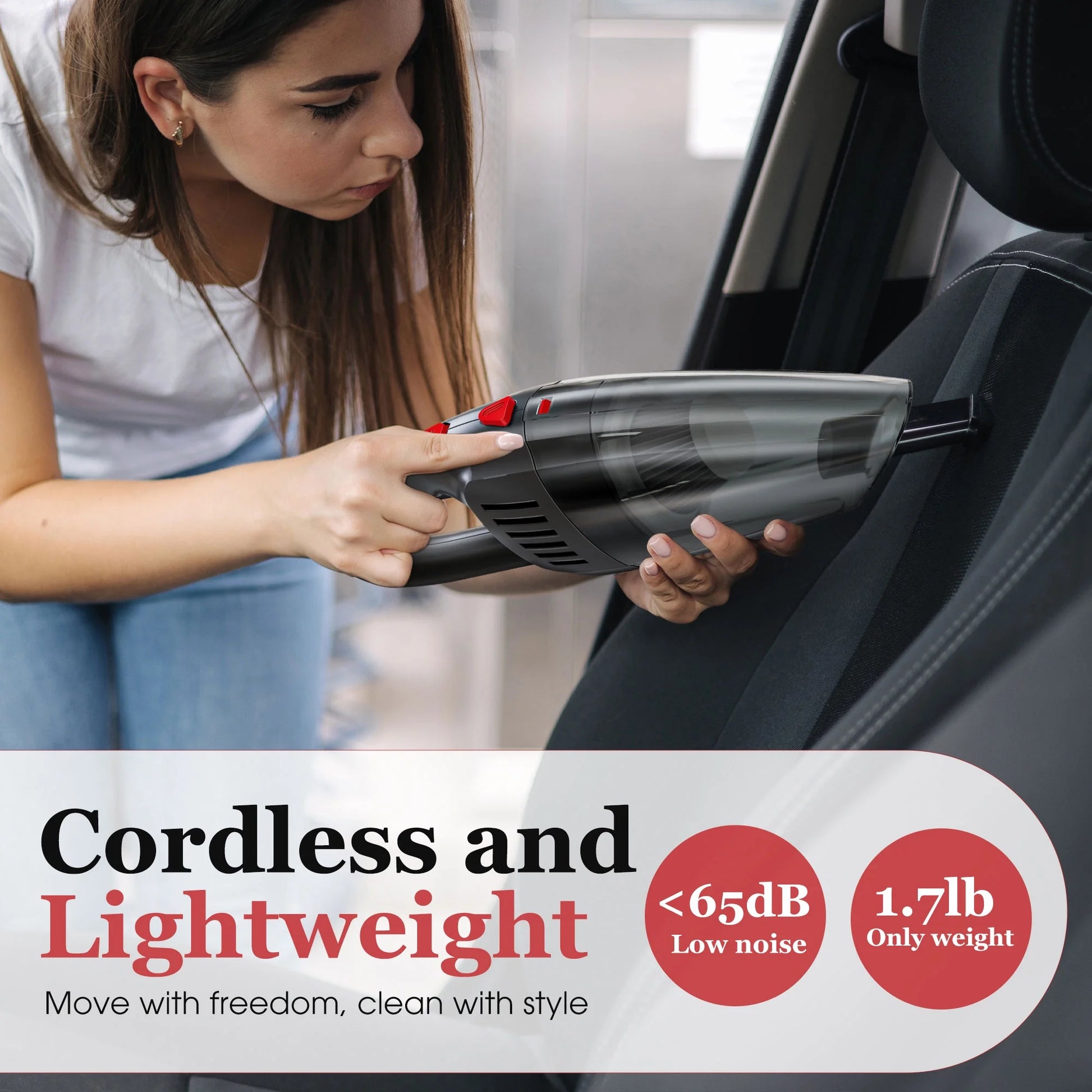 Handheld Vacuum Cordless, Portable Mini Car Vacuum Cleaner Cordless with Powerful Suction, Hand Vacuum Cleaner Cordless Rechageable for Car, Black