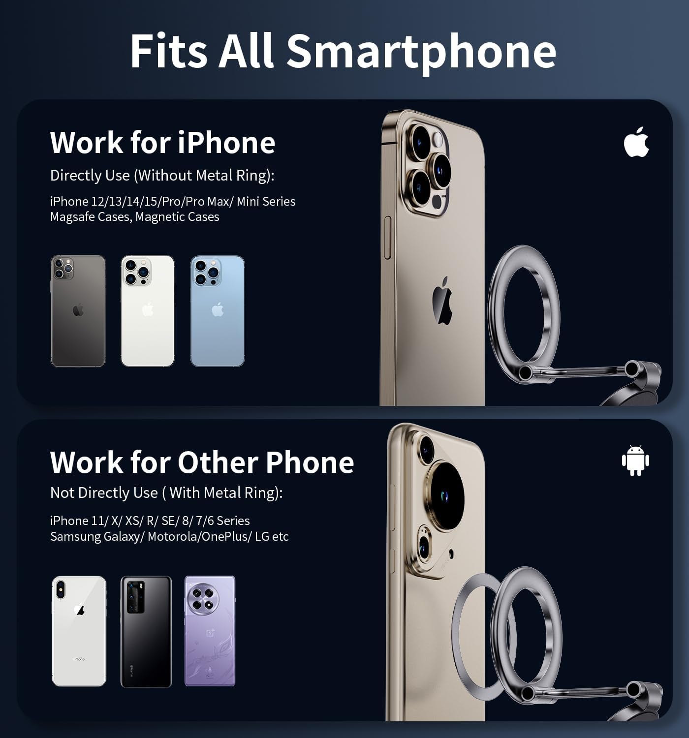 Magnetic Phone Holder for Car, Magnetic Car Phone Mount for Magsafe Car Mount Ultra Magnetic Car Phone Holder for All Cell Phones, Car Mount for Iphone Magnetic 16 15 14 13 Pro Max